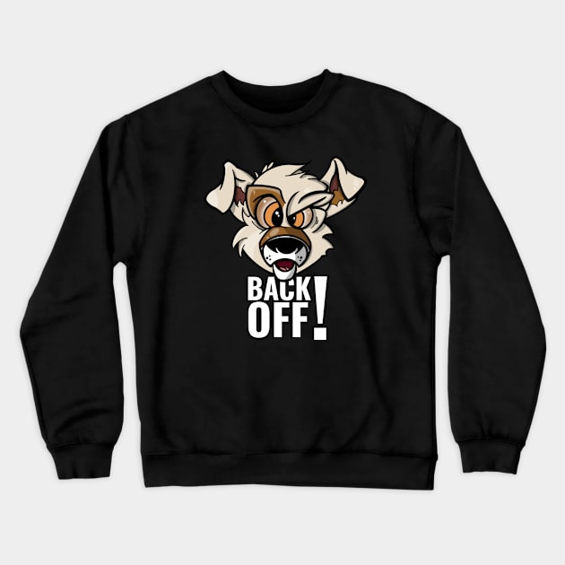 Karate Dog Back Off (white text) Crewneck Sweatshirt by Purple Canvas Studio